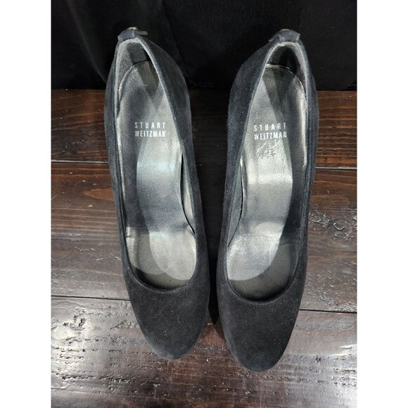 EUC Stuart Weitzman Black Suede Classic Platform Pumps/Sz. 8M - Picture 6 of 9